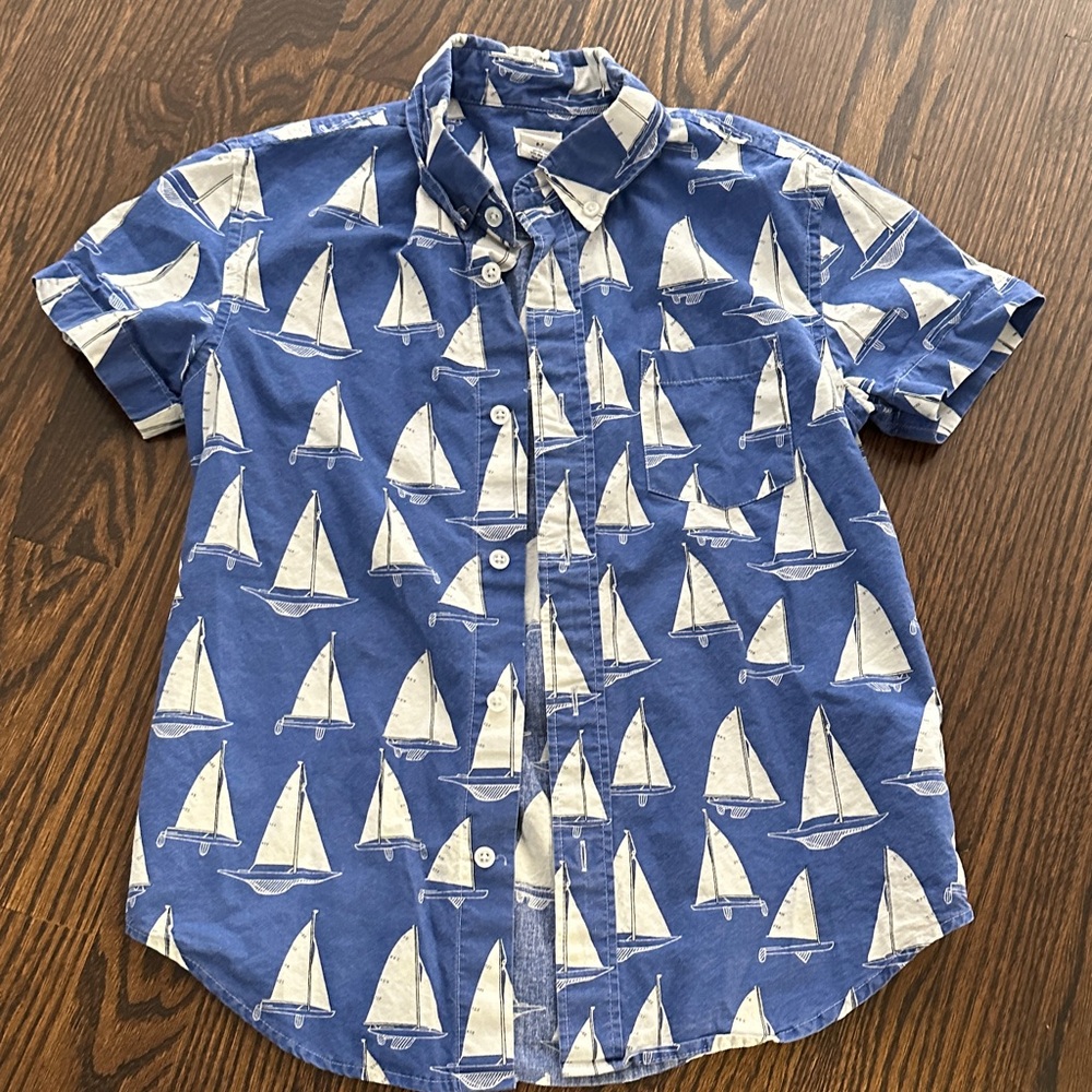 J. Crew Blue Sailboat Print boys’ Shirt